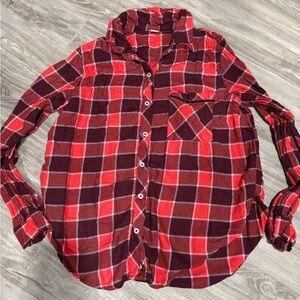 Aerie super soft plaid flannel button down shirt